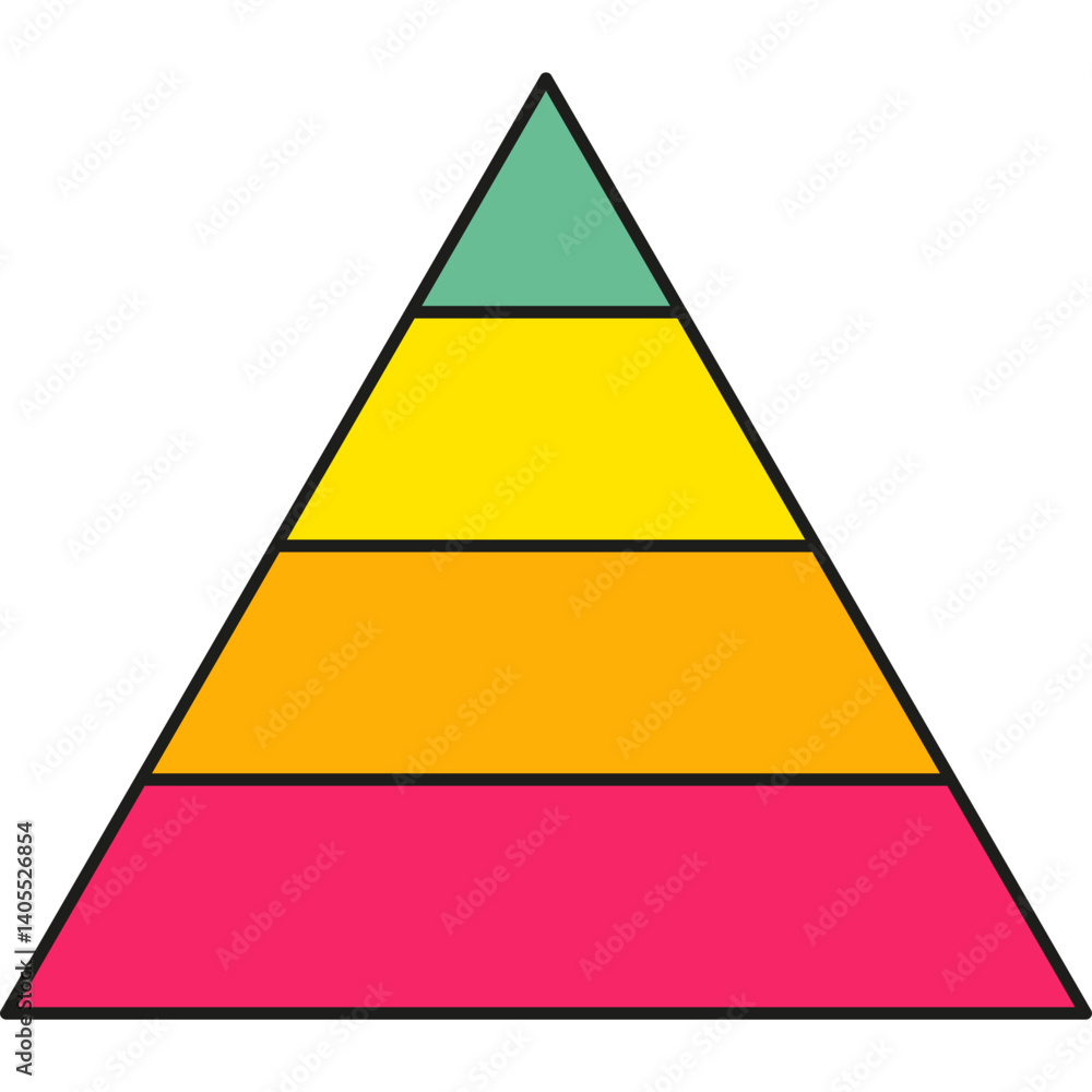 Poster pyramid infographic chart. triangle hierarchy data with four segments. vector illustration isolated 