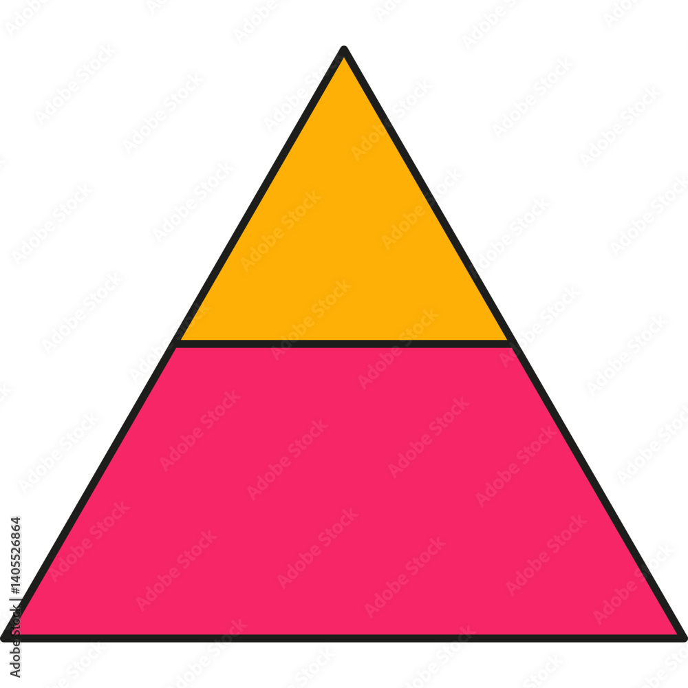 Poster pyramid infographic chart. triangle hierarchy data with two segments. vector illustration isolated o