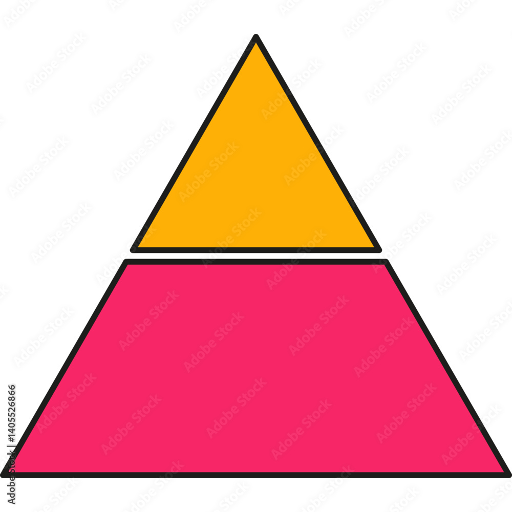 Poster pyramid infographic chart. triangle hierarchy data with two segments. vector illustration isolated o