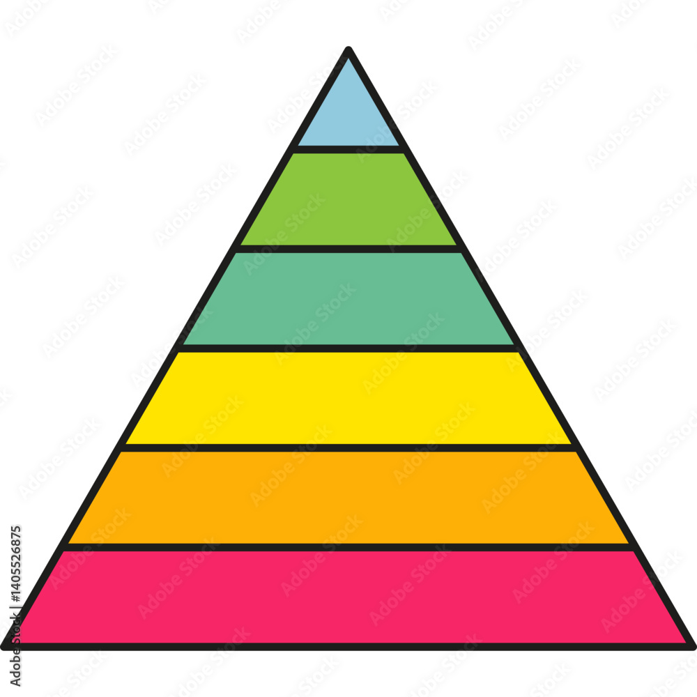 Aufkleber pyramid infographic chart. triangle hierarchy data with six segments. vector illustration isolated o