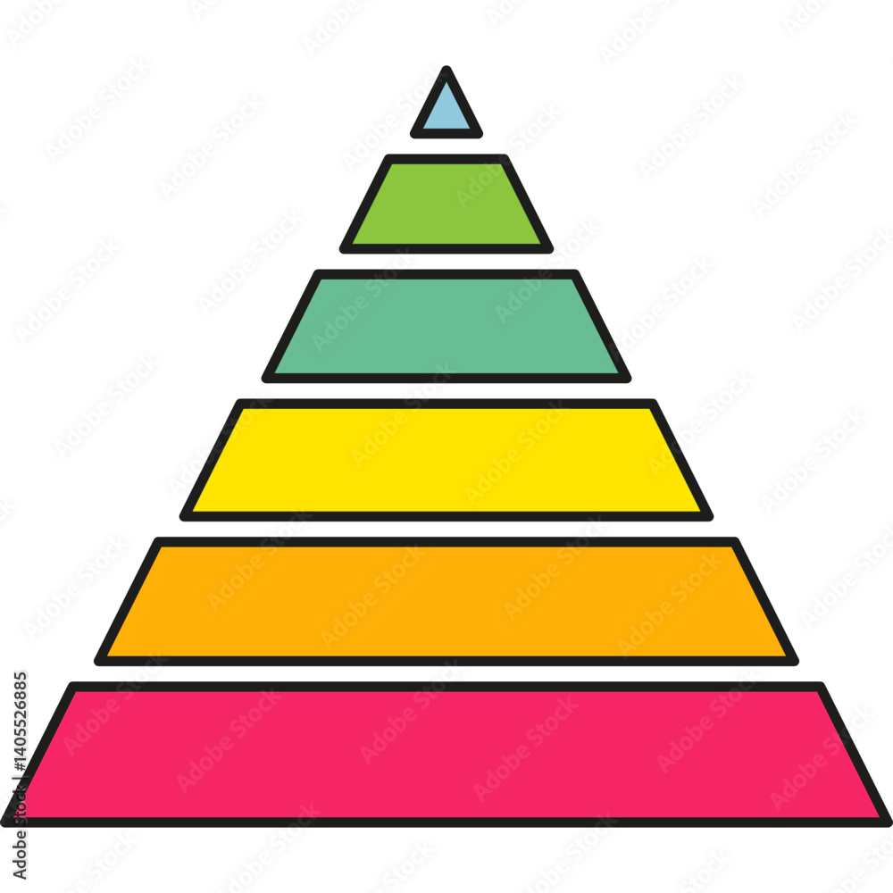 Aufkleber pyramid infographic chart. triangle hierarchy data with six segments. vector illustration isolated o