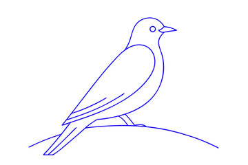 Simple Blue Bird Outline Graphic Elegant Bird Illustration Design Minimalist Vector