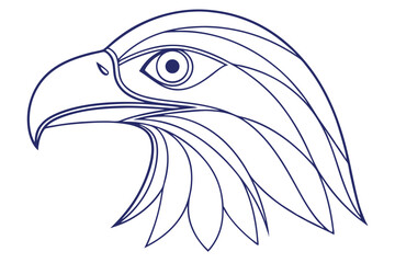 Elegant Eagle Head Illustration With Bold Blue Outline On White Background Design