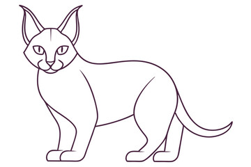 Outline Illustration Of A Cat Looking Forward Simple And Elegant Design