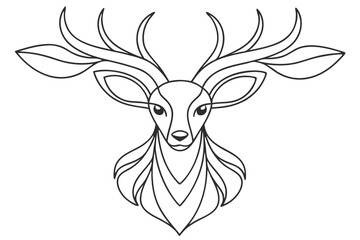 Stylized Deer Head Vector Illustration Elegant Geometric Line Art Design Isolated