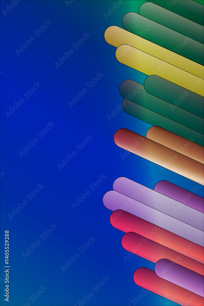 Poster diagonal multi-colored stripes are painted on a colored background, creating a colorful background t