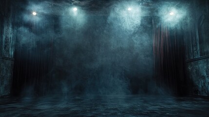 Mysterious Dark Room with Fog and Lighting