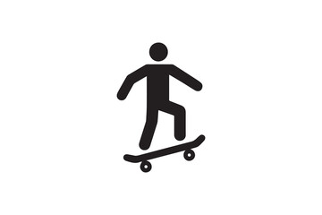simple skateboarder silhouette icon vector isolated in white background