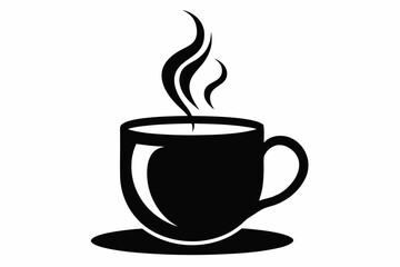coffee mug with steam design silhouette vector illustration