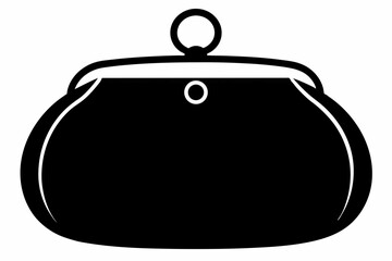 coin purse with clasp silhouette vector illustration