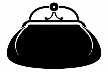 coin purse with clasp silhouette vector illustration