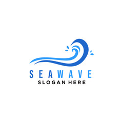 Naklejka premium ocean wave logo, sun wave logo, whale wave logo vector