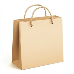 A simple, beige shopping bag with twisted rope handles, suitable for carrying various items or gifts.