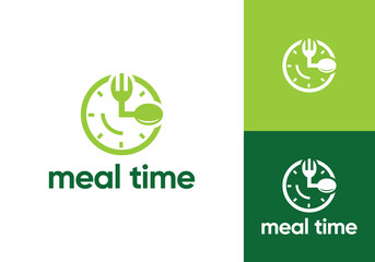 clock spoon fork logo. meal time food restaurant symbol vector design concept