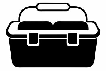 lunchbox with compartments silhouette vector illustration