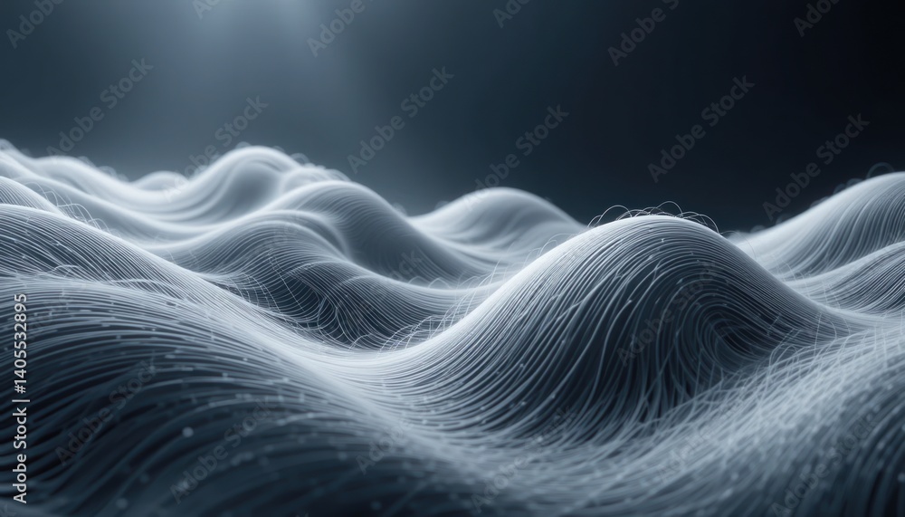 Poster dynamic waves of textured light abstract environment digital art conceptual design ethereal atmosphe