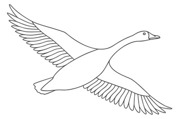 Flying Goose Outline Bird Illustration Minimalist Style Open Wings Animal Line Art