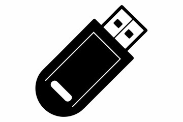 usb flash drive silhouette vector illustration black