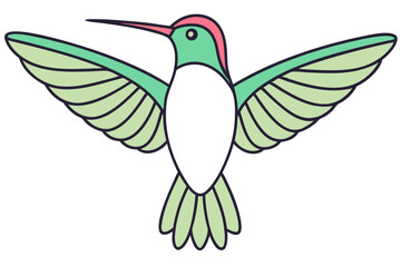 Minimalist Hummingbird Illustration With Open Wings Vector Design