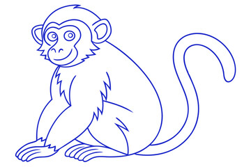 Minimalist Line Art Monkey Illustration Cute Wildlife Outline Sitting Pose