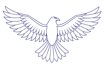 Majestic Eagle Outline Illustration With Open Wings Spread In Minimal Style