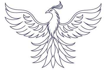 Elegant Phoenix Bird Vector Outline Illustration Design Element Symbol Of Rebirth