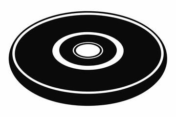 compact disc silhouette vector black and white with white