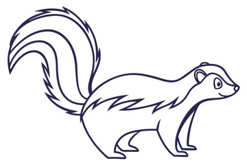 Cartoon Skunk Outline Illustration With Bushy Tail Wildlife Drawing Simple Design