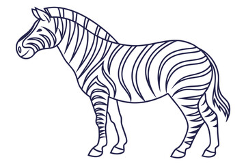 Zebra Standing Still Outline Vector Illustration Stripped Horse Animal Graphic Design Element