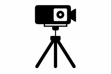 streaming webcam on tripod silhouette vector illustration