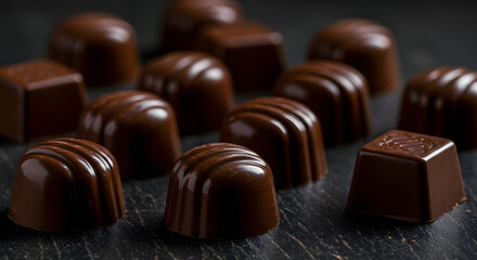 Obraz premium Dark Chocolate Assortment: Rich, Glossy Confections