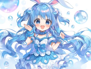 Cute Girl with Bubbles