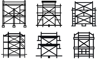 Vector Illustration of Different Types of Construction Scaffolds
