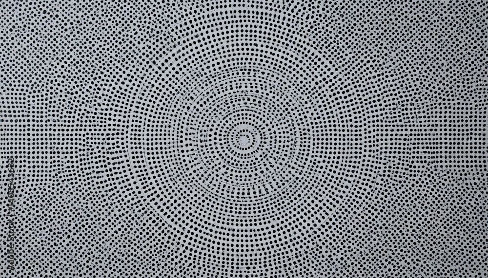 Poster intricate geometric pattern design modern art gallery visual artwork indoor space top-down view abst