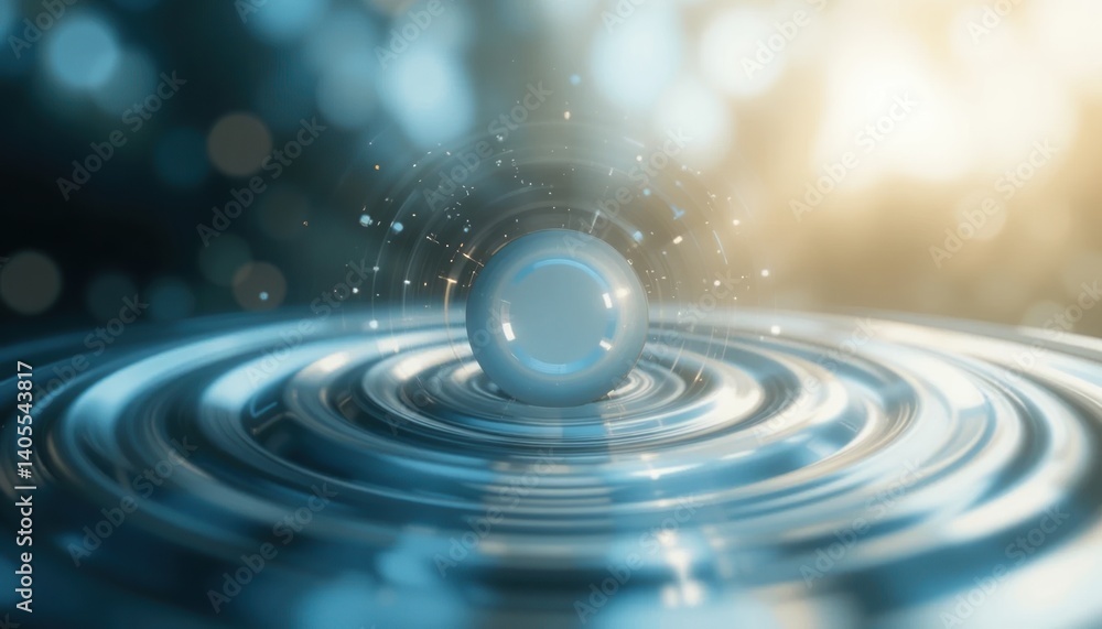 Aufkleber ripple effect of a droplet on water surface natural setting digital art calm environment close-up vi