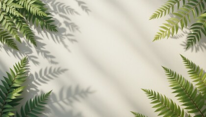 Obraz premium Lush green fern leaves arrangement natural light botanical photography calm environment top-down perspective nature concept