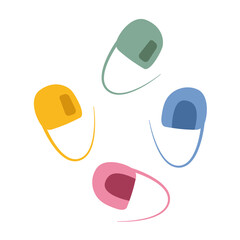 Bright multicolored knitting markers. Knitting accessories. Vector illustration