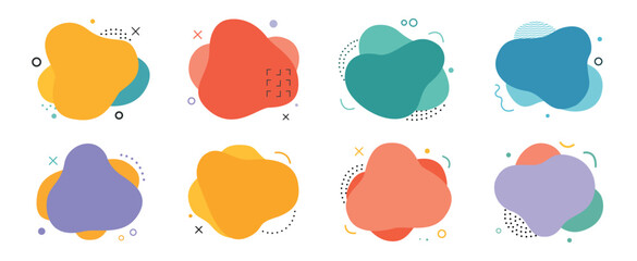 Modern Abstract Fluid Shapes Collection with Colorful Geometric Elements for Design and Backgrounds