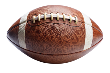 leather football with laces displayed on Transparent Background, perfect for sports and game related themes