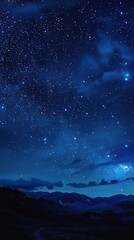 Fototapeta premium Starry Night Sky with Mountain Landscape.