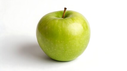 Single green apple on white background