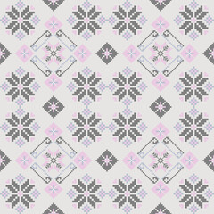 Pixel Geometric Ethnic floral pattern traditional, geometric oriental pattern background,vector illustration, geometric ethnic embroidery, abstract background.Design for texture,fabric,decoration.