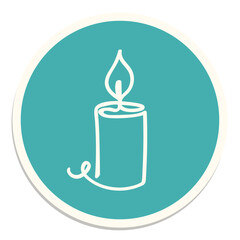 Obraz premium An elegant one-line drawing of a burning candle, featuring a simple flame and a sleek vertical form.