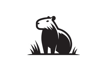 simple capybara silhouette icon vector isolated in white background