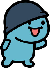 blue colour funny emoji with hat
