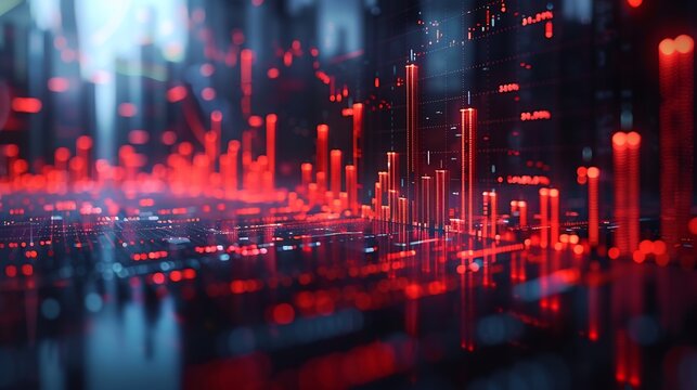 A high resolution 3D rendered candlestick chart with floating price bars