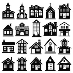 church and building set vector	

