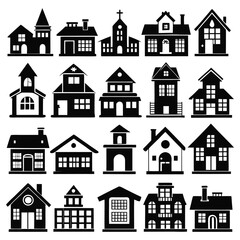 church and building set vector	
