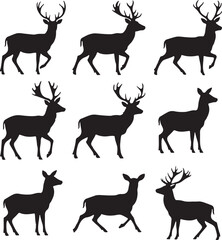 deer silhouette set vector design illustration