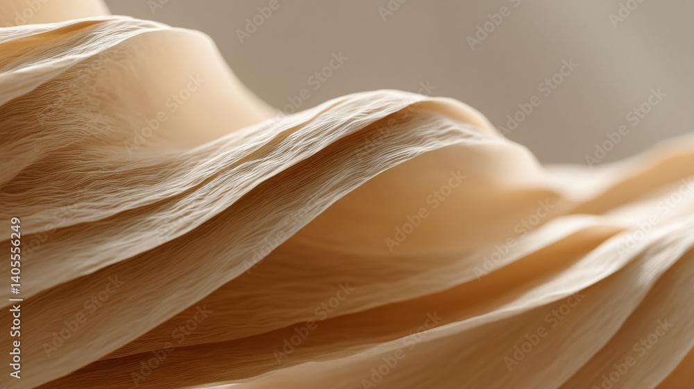 Poster beige fabric texture background abstract design soft waves textile pattern smooth silk material back